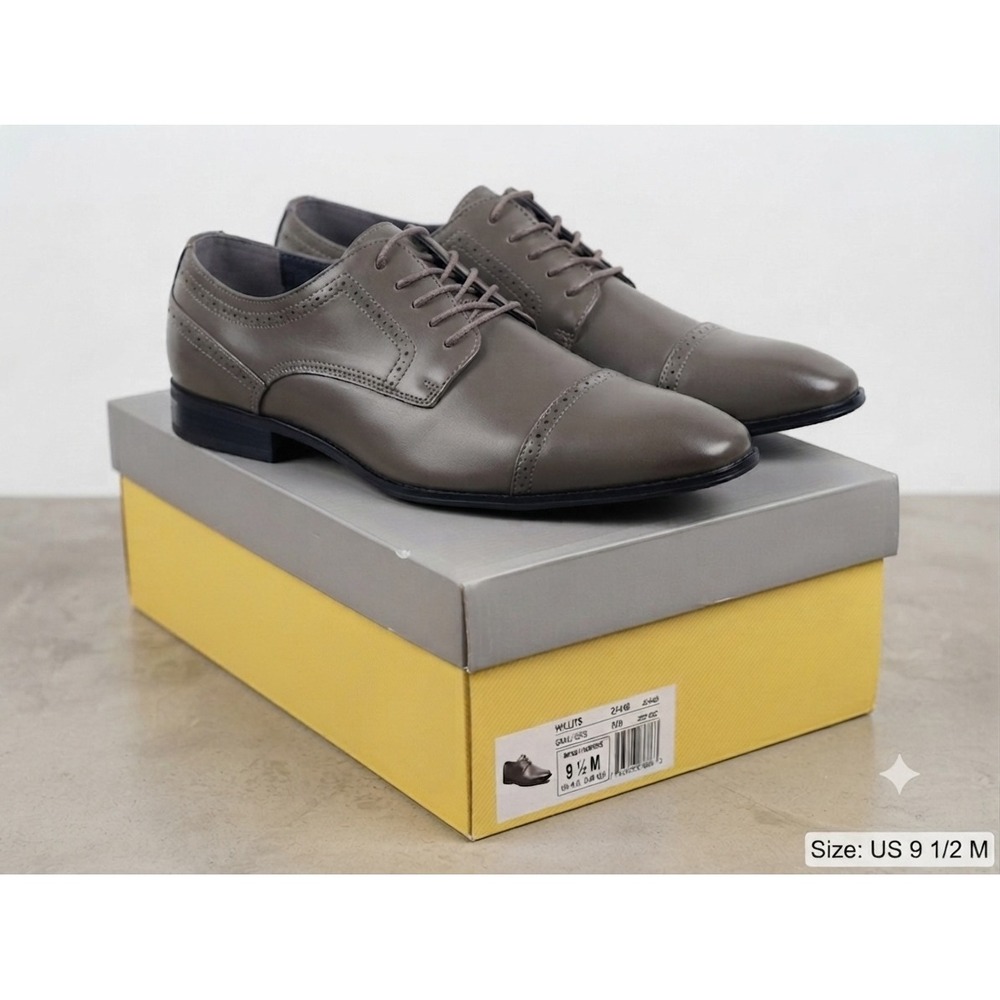 Stacy Adams LTD Willits Mens Grey Cap Toe Oxford Dress‎ Shoes 25410-050 Size 9.5